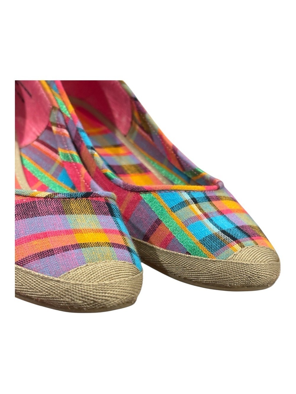 VTG MERONA BRIGHT MADRES PLAID CANVAS ESPADRILLES FLATS COTTAGECORE SZ 11 - Picture 5 of 7